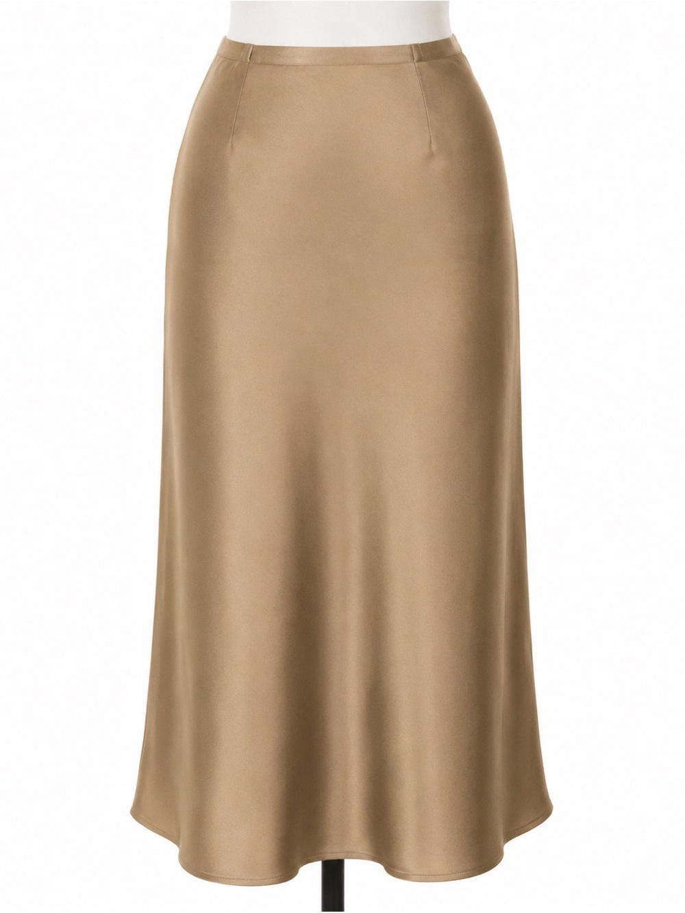 Polo Ralph Lauren Satin Midi Skirt Slip Gold Champagne A-line Pencil Bias Cut 6 - Picture 7 of 8